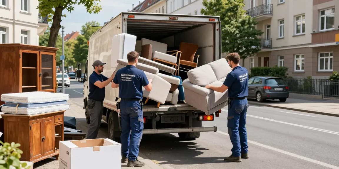 Efficient Wohnungsentrümpelung Berlin service team loading furniture into truck.