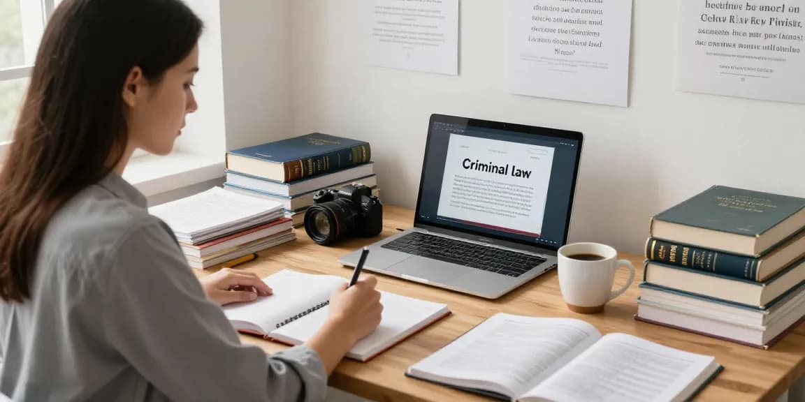 Bradley Robinson Alabama studying law with textbooks and notes in a bright study environment.