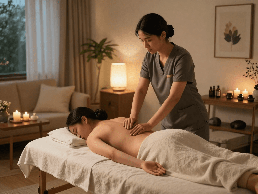 Experience luxurious 출장안마 in the comfort of your home, featuring a professional therapist in a calming environment.