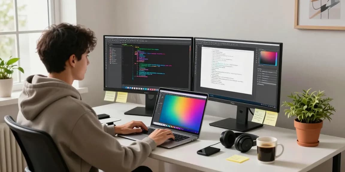 Developer using Snipaste for efficient screen capturing in a warm home office environment.