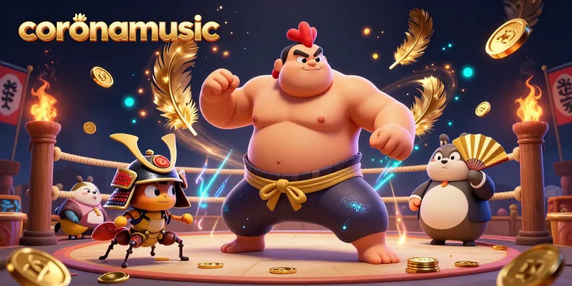 Engage in thrilling bets at coronamusic's dynamic casino with a powerful sumo wrestler and fierce samurai cricket.