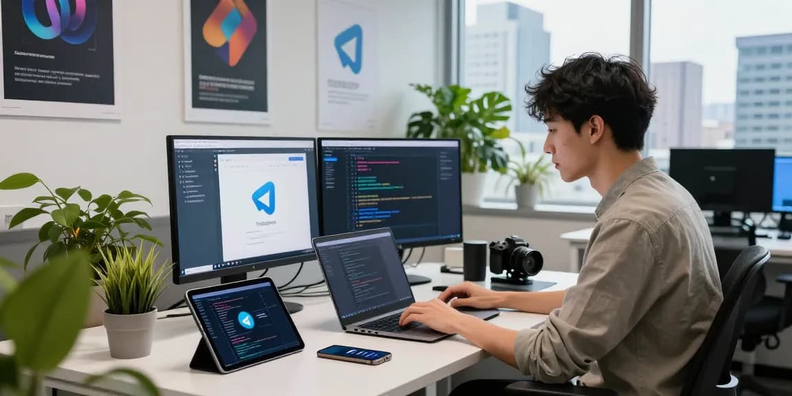 Developer working on Telegram Android China in modern office
