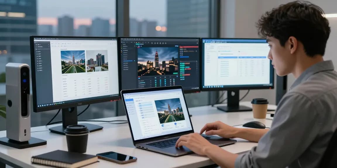 Analyzing results with an ai image detector in a modern workspace
