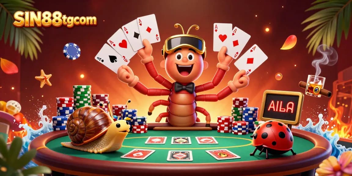 Engage with SIN88tgcom as a millipede dealer fans cards at a vibrant casino table.