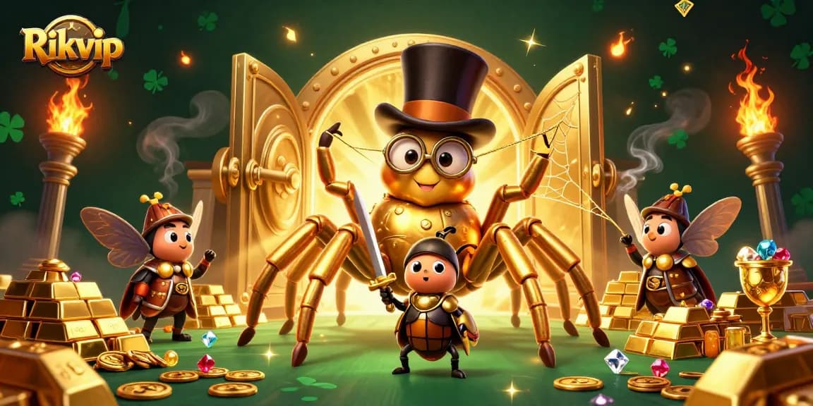 Experience thrilling wins with Rikvip, featuring a vibrant casino scene and dynamic characters.