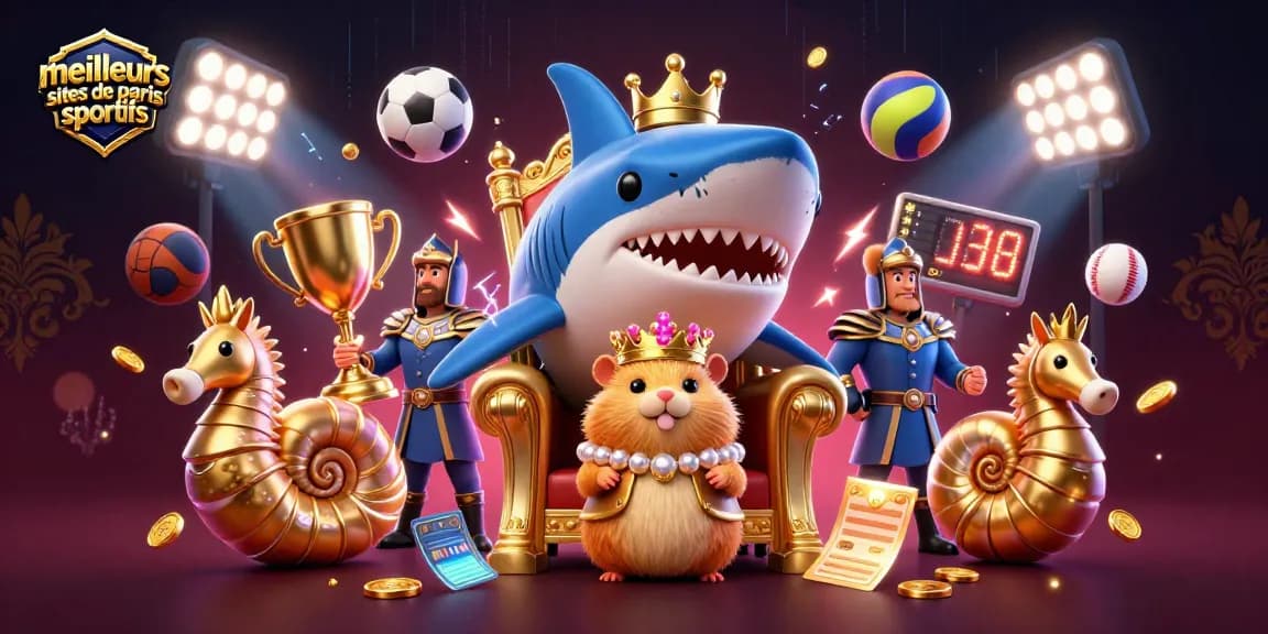Découvrez les meilleurs sites de paris sportifs avec ce roi hamster sur son trône de dents de requin.