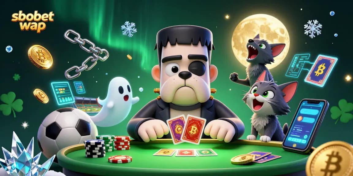 Place bets using sbobet wap for sports betting strategies with vibrant 3D characters and crypto elements.