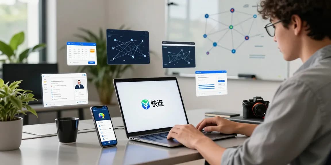 使用快连应用程序进行网络加速的用户在现代办公环境中下载应用的场景