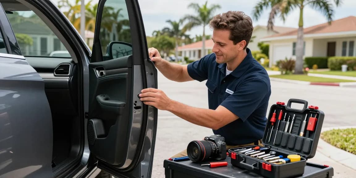 Locksmith Fort Lauderdale FL technician unlocking a car door, showcasing expertise and trust.