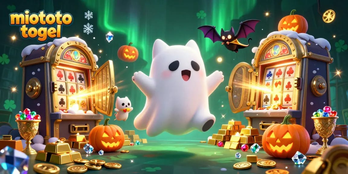Experience the thrill of miototo togel with a colorful casino scene filled with riches and playful characters.