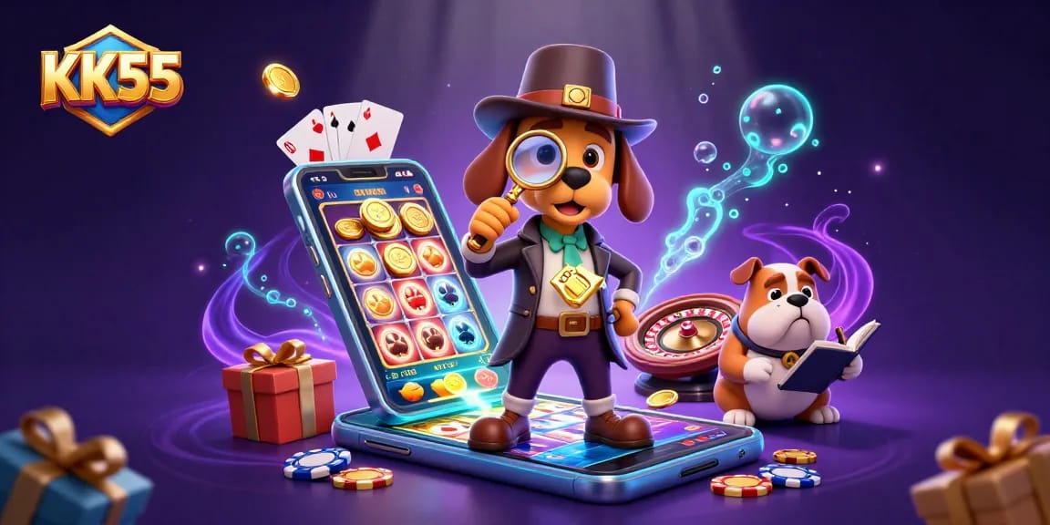 Examine KK55's thrilling poker clues while navigating vibrant gaming elements and treasures!