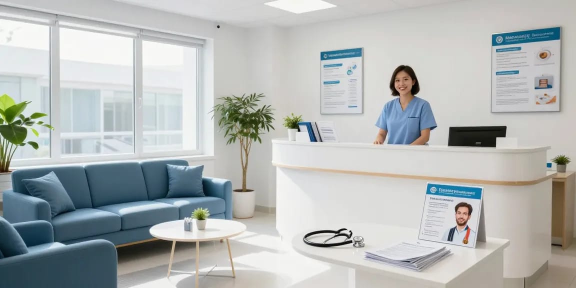 Hair transplant turkey - Trusted healthcare services at a modern clinic reception area.