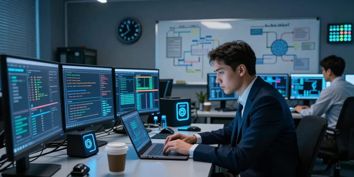 Cybersecurity incident response at Depici Media showing analysts in action during a data breach.