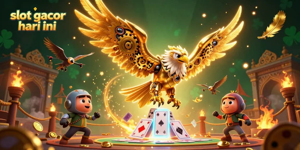Engage with the thrilling gameplay of slot gacor hari ini featuring a cybernetic eagle and dynamic casino elements.