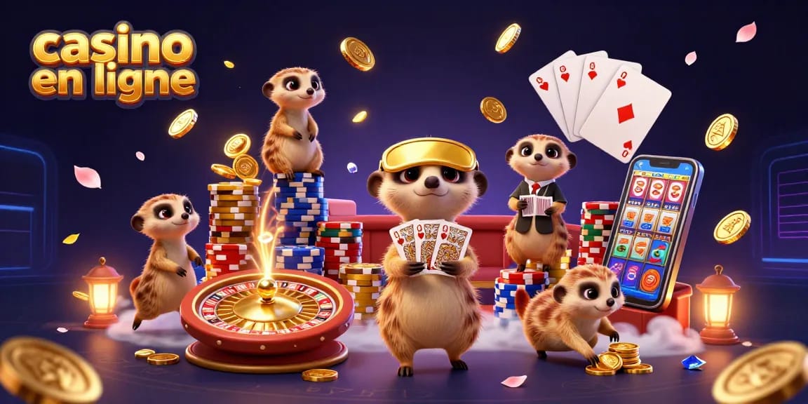 Faites vos jeux au casino en ligne avec des meerkats dans une ambiance animée et dynamique.