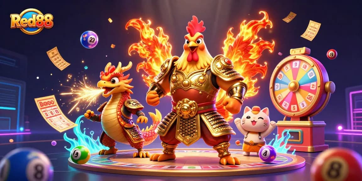 Experience thrilling wins at Red88 while playing with vibrant lottery elements and dynamic characters.