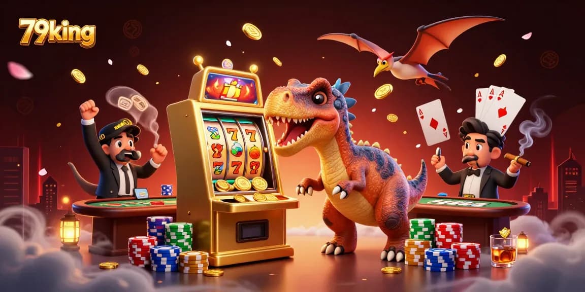 79king showcases an exciting jackpot scene with a pachycephalosaurus and casino elements of thrill and fun.