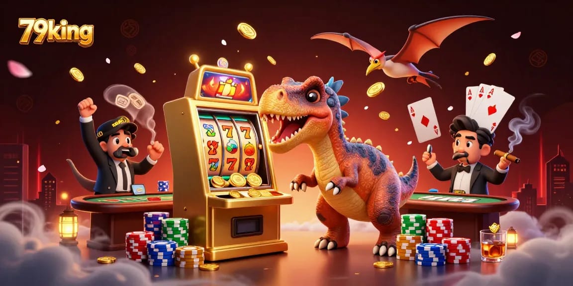 79king showcases an exciting jackpot scene with a pachycephalosaurus and casino elements of thrill and fun.