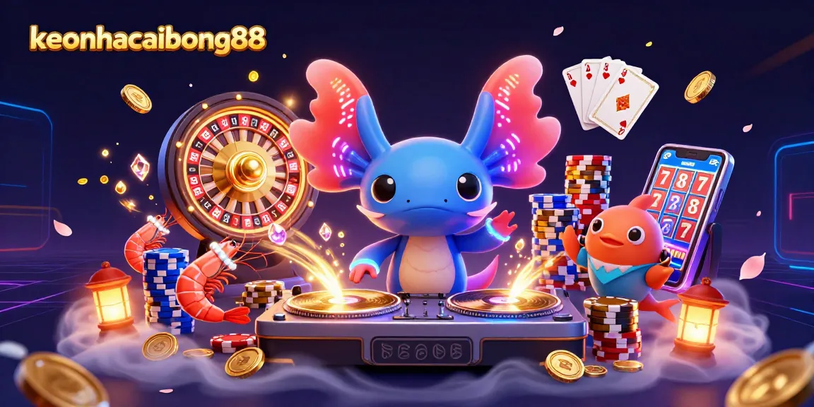 Experience the thrill at keonhacaibong88 while enjoying vivid underwater casino fun with neon characters.