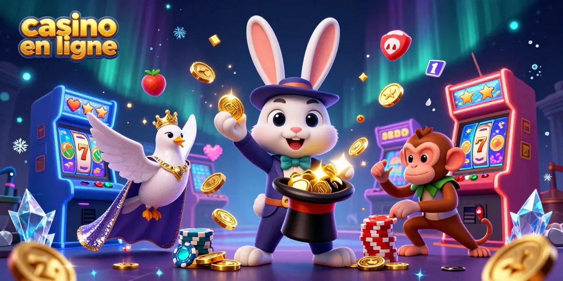 Découvrez l'excitation du casino en ligne avec un lapin magicien tirant des pièces d'or.