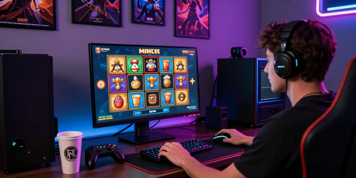 Player immersed in Mine Slot InOut Games with a vibrant 5x5 grid gaming setup, showcasing interactive gameplay.