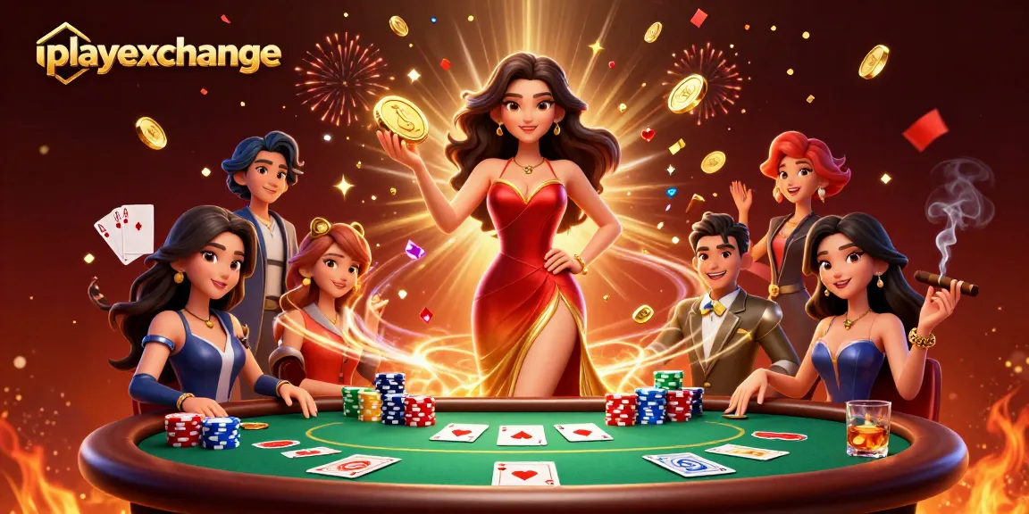 Engage with playexchange in a vibrant casino scene filled with winning symbols and cheerful celebrations.