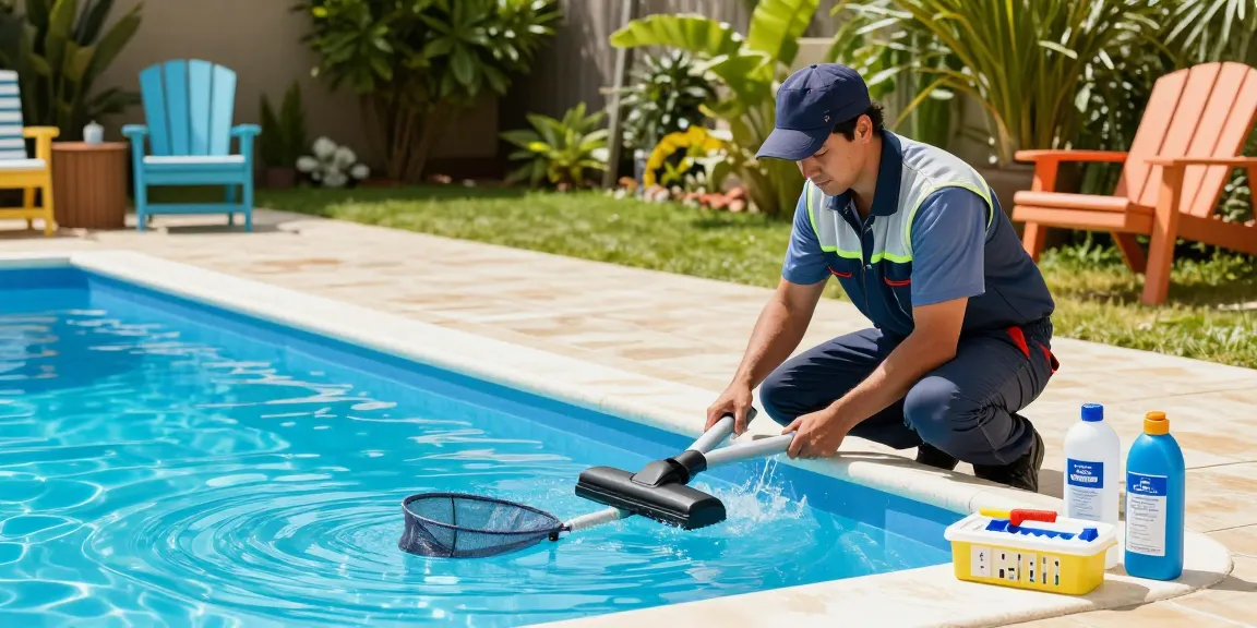 Professional pool maintenance during summer season focusing on održavanje bazena and ensuring clean, inviting water.