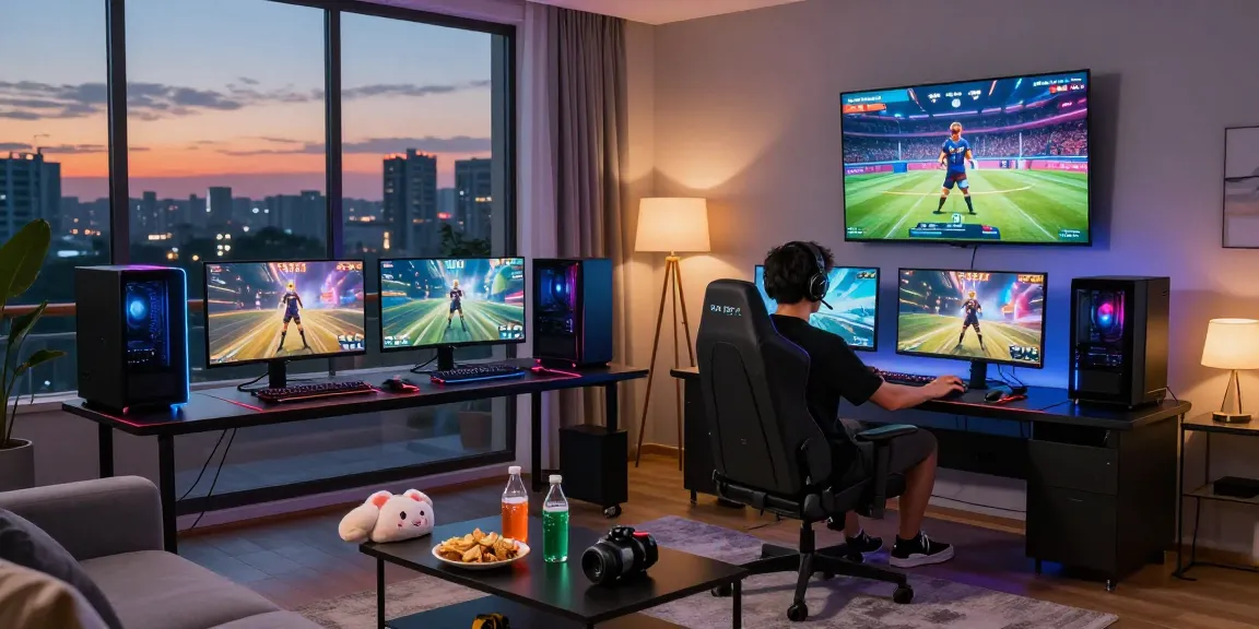 Engaging gamer enjoying 鉅城娛樂 in a modern gaming setup with dynamic graphics.