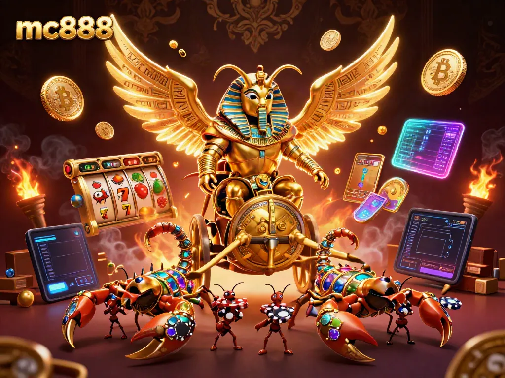 Gambarkan sensasi memainkan slot online mc888 dengan kemenangan besar dan simbol jackpot mengelilingi!
