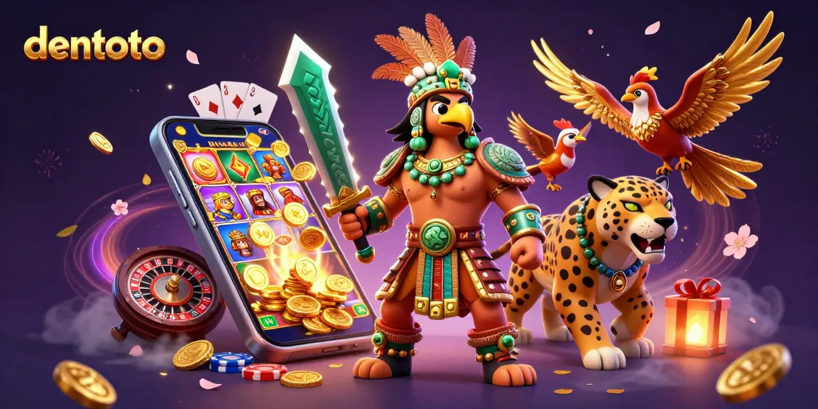 Play exciting casino games like dentoto with colorful characters in a vibrant, dynamic scene.