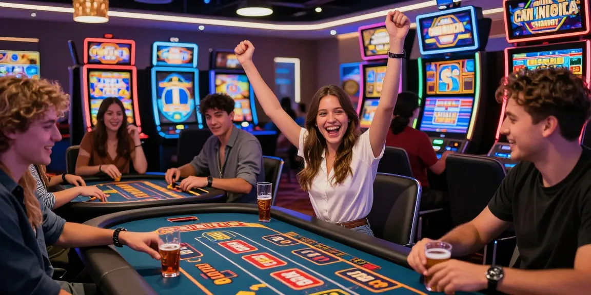 Joueurs de casino en ligne profitant d'un jeu dynamique dans un casino moderne.