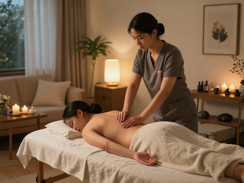 Experience luxurious 출장안마 in the comfort of your home, featuring a professional therapist in a calming environment.