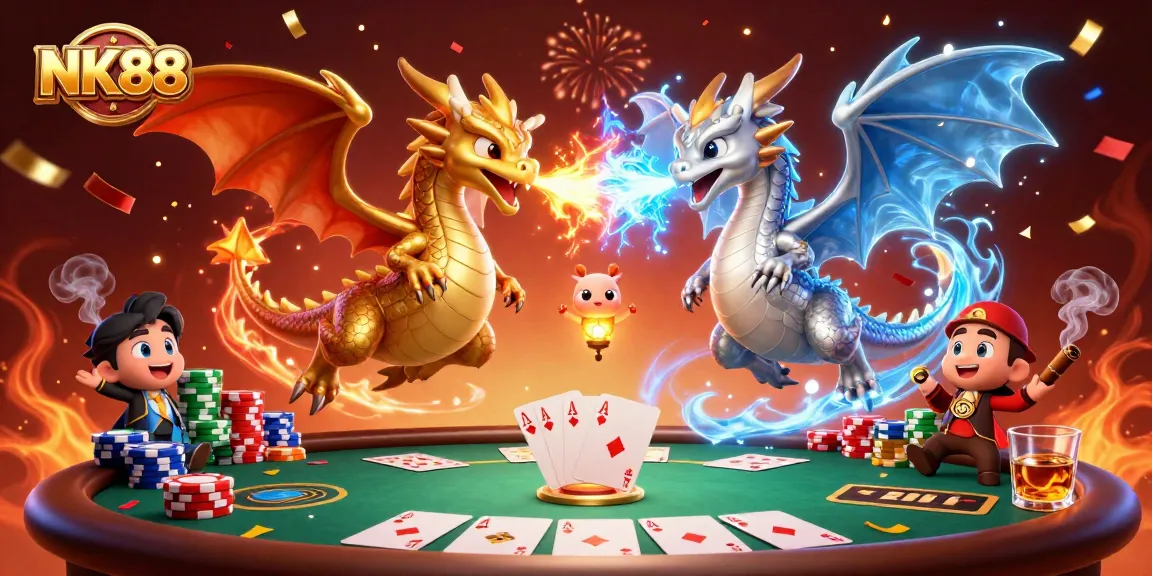 Engage in thrilling gameplay at NK88 with golden and silver dragons and poker elements