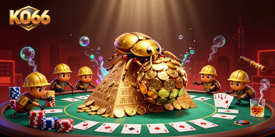 Engage with KO66 and its vibrant casino experience, featuring colorful poker elements fused with cartoon art.