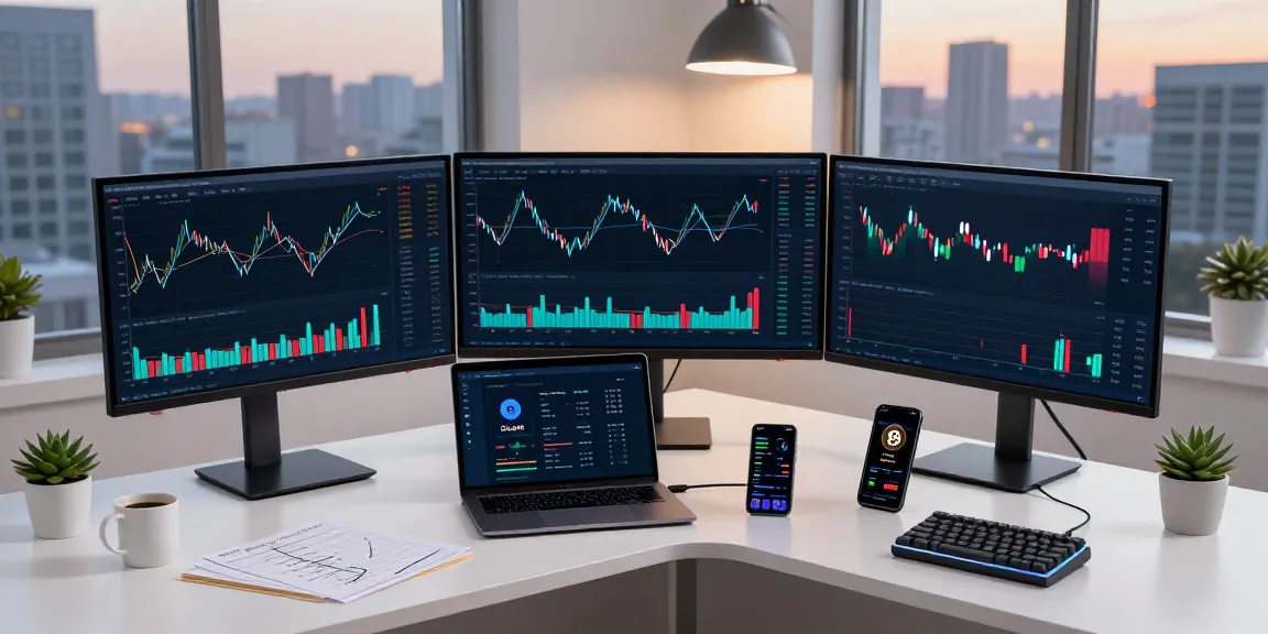 Funexchange trading environment with multiple crypto charts, wallet, and investment tools for secure cryptocurrency trading.