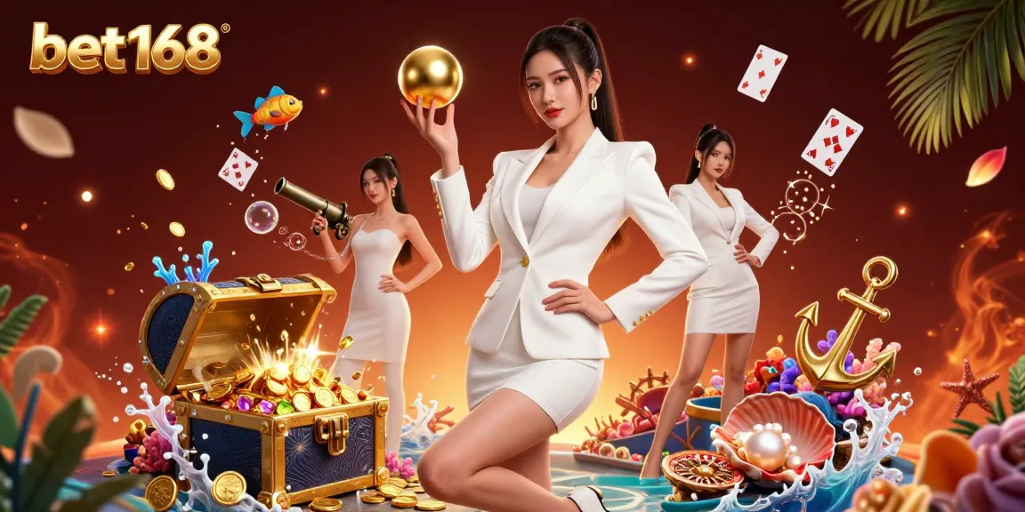 Experience the excitement of betting at bet168 with a glamorous casino showdown featuring vibrant gold and luxury elements.
