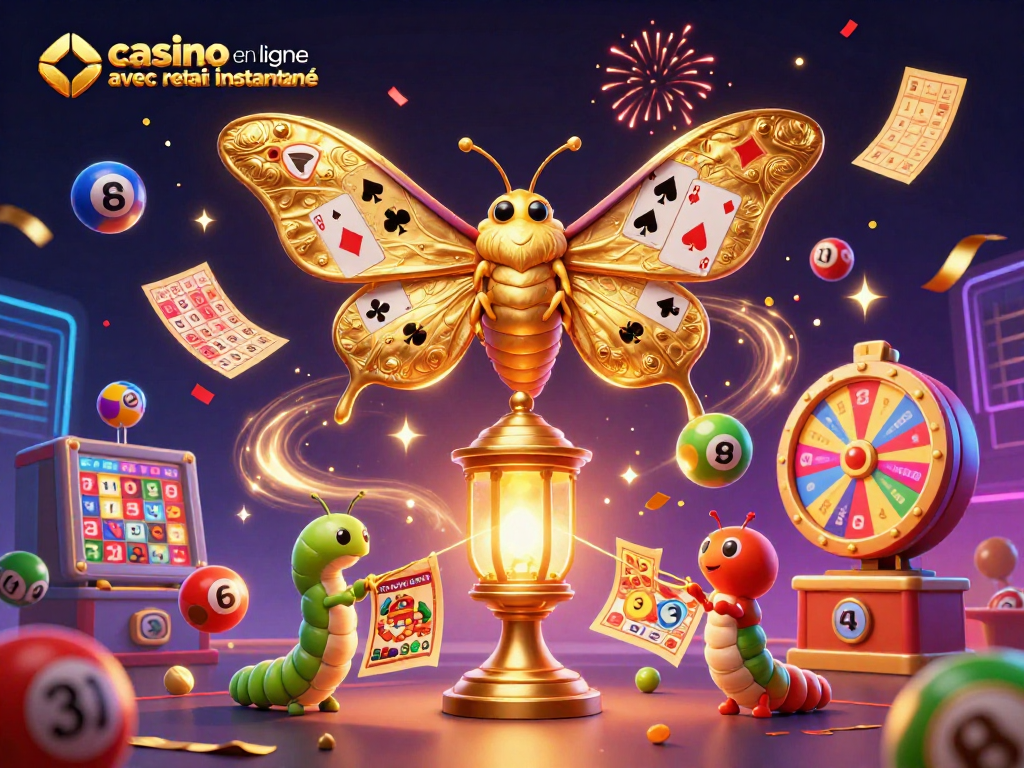 Casino en ligne avec retrait instantané : illustration d'une scène festive avec des éléments de jeu dynamiques.