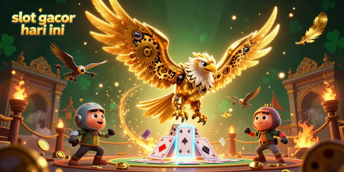 Engage with the thrilling gameplay of slot gacor hari ini featuring a cybernetic eagle and dynamic casino elements.