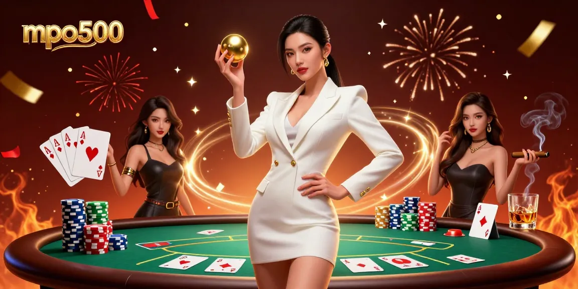 Join the excitement of mpo500 in a captivating casino scene featuring a confident player.