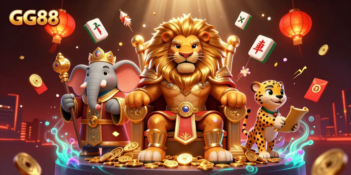 Experience the excitement of gaming at GG88 with a vibrant 3D scene showcasing characters and casino elements.