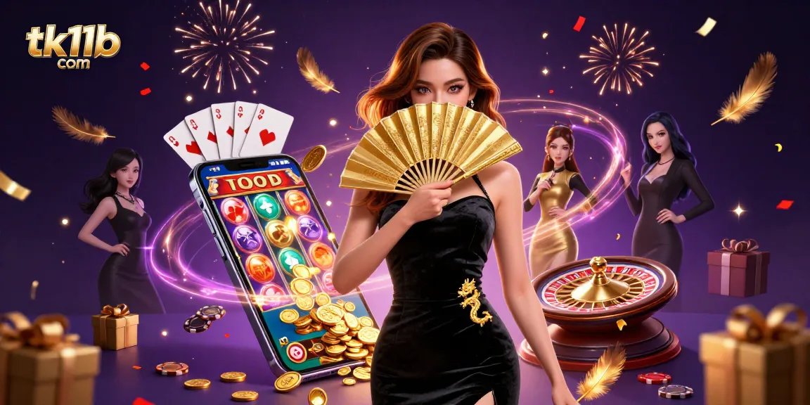 Engage in thrilling gameplay at tk11b com with an elegant casino scene filled with exciting game elements.