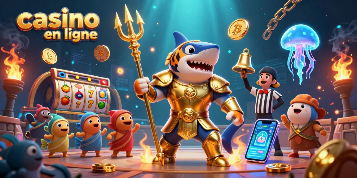 Jouez dans un casino en ligne avec un requin tigre guerrier sous-marin et des symboles de machine à sous