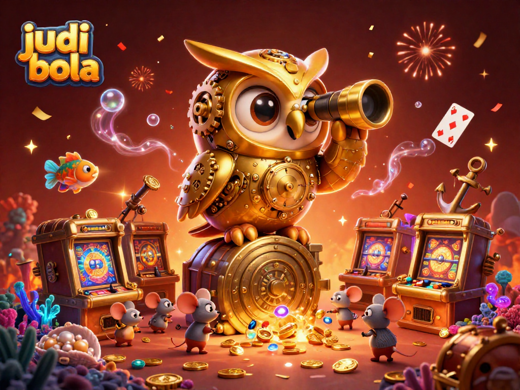 Experience thrilling judi bola action with our dynamic casino illustration featuring whimsical characters.