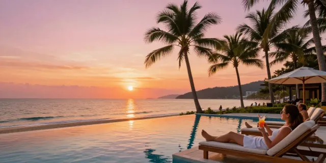 Ultra-luxury ocean view condos for sale in Phuket at sunset, tropical paradise experience.