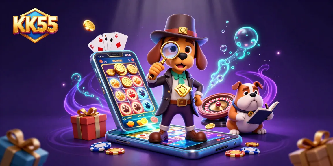 Examine KK55's thrilling poker clues while navigating vibrant gaming elements and treasures!