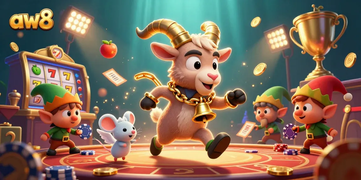 Engage in thrilling gameplay at aw8 with vibrant slot reels and dynamic casino characters.