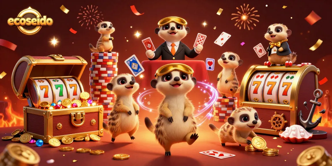Experience ecoseido's vibrant casino atmosphere with animated meerkats and exciting gameplay visuals.