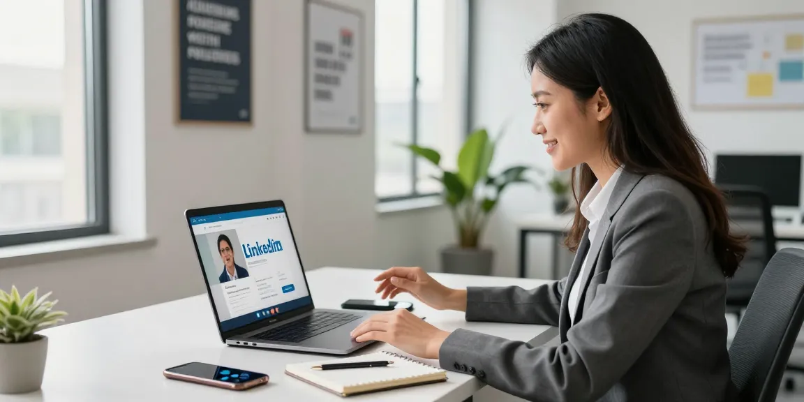 Engaging in a video call while discussing how to buy linkedin followers, showcasing professionalism in a modern office.