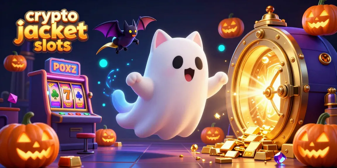 Spin and win with crypto jackpot slots in a vibrant haunted casino scene filled with treasures.