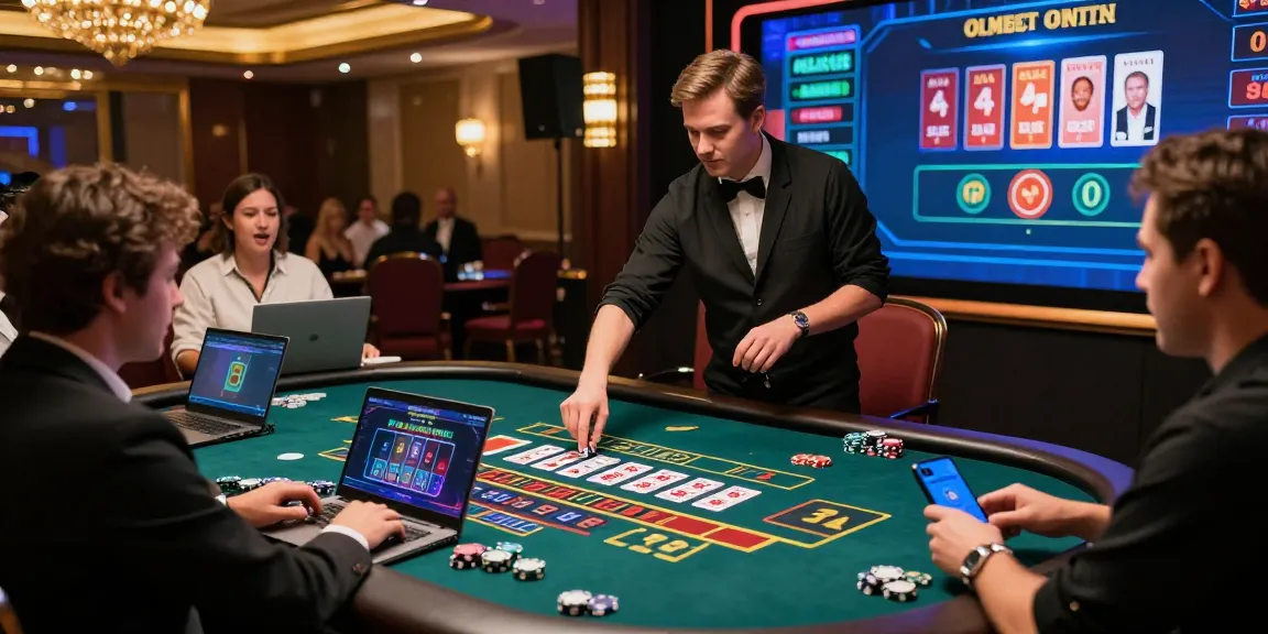 Baccarat Online players enjoying a live casino experience, engaging with a dealer at the virtual table.